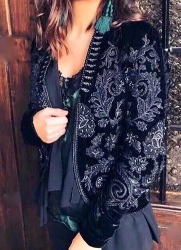 Zara jacket black velvet - black,