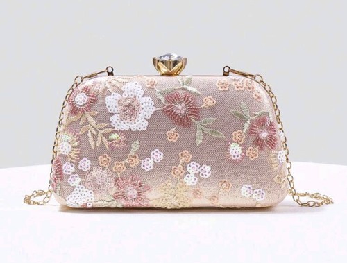 Women pink sequined clutch bag - women,