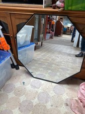 Dunelm Black Plastic Frame Octagonal 8 Sided Wall Hanging Mirror 60 cm diameter