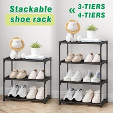 3/4-Tier Stackable Small Shoe Rack, Lightweight Shoe Shelf Storage Organizer