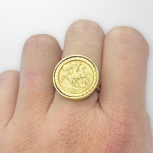 Gold ring sovereign style - ring,