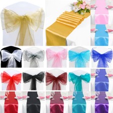 Time to Sparkle 10-100 Organza Sashes Chair Bow 1 5 10 Satin Table Runners Decor