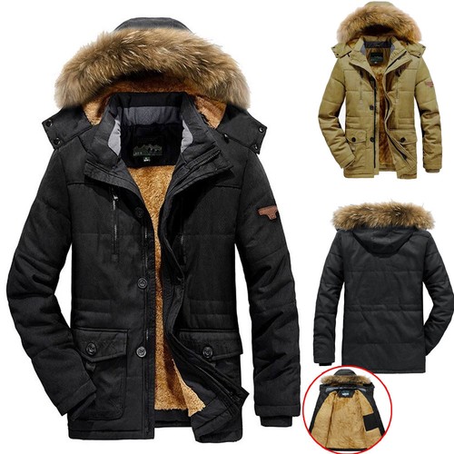 Men hooded parka long - hooded,
