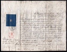 1858 Glasgow Freeman & Guild Brother Certificate - Burgess Ticket to Carpenter