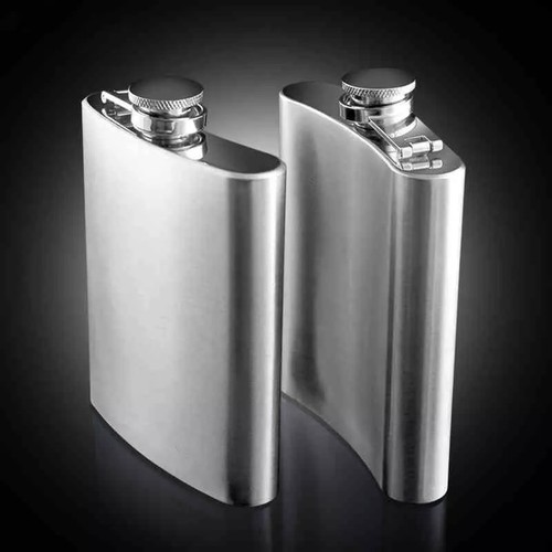 Silver large hip flask - silver,