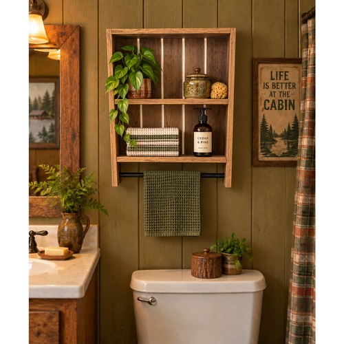 Rustic wooden shelf bottom - w/,