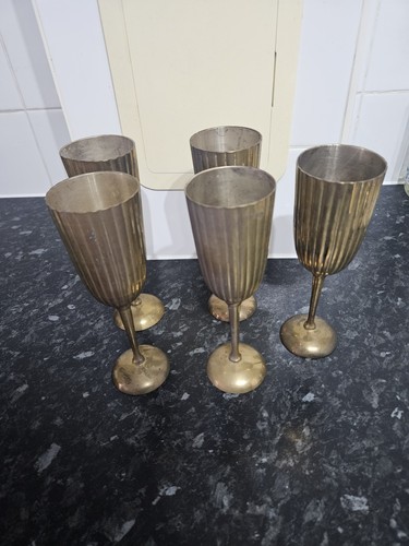 Vintage antique brass goblets - brass,