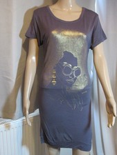 FREE POST Punkyfish grey gold detail diva design t-shirt dress size L (UK 10-12)