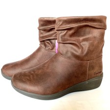 Skechers Arya Fashionista Womens Boots Ladies Comfort Zip Ankle Brown UK 6