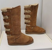 AUSTRALIA LUXE COLLECTIVE KNIT TALL BELTED BROWN SHEEPSKIN BOOTS size 5 - 5,5 UK