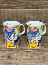 Roy Kirkham Mug Patchwork Colorful Floral White Fine Bone English Cottage core