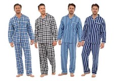 Mens 100% Brushed Cotton Pyjamas Flannel Traditional Pyjama Set M-2XL