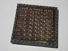 Vintage 1949 magnet calendar by Charles Potts & Co. 9.5cm x 9.5cm in metal frame