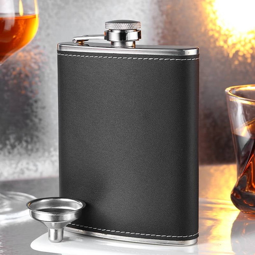 Flask black rubber stainless - flask,