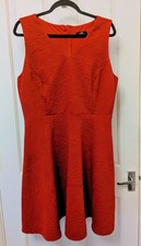 Wallis Knee Length Red Dress Size 16 Fit and Flare Sleeveless 
