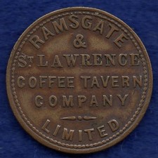 Kent, Ramsgate & St Lawrence Coffee Tavern 1d Temperance Token (Ref. d1750)
