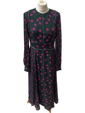 Ex Boden Green Polka Dot Maxi Dress Long Sleeve Size S 1 RVB001