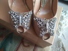 Aruna Seth crystal butterfly heels. Size 5. Wedding. Nude patent. Vintage look.