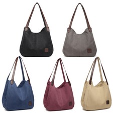 Large Ladies Canvas Shoulder Work Bag Simple Women Daily Shopping Tote Handbag