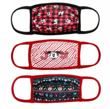 Disney Store Mickey and Minnie Festive Cloth Face Masks, Pack of 3 Christmas