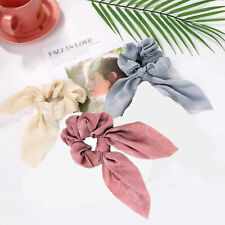 3 PCs Bow Knot Hair Ties Bands Scrunchy Ponytail Holder (Dark Pink/Cream/LGrey)
