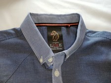 Luke 1977 Mens Micro Dogtooth Shirt M Long Sleeve Metal Logo Button Down Collar 