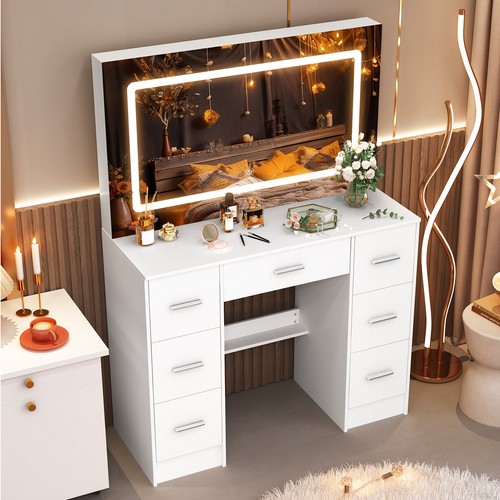 White dressing table with - table,