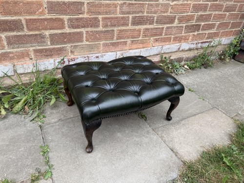Green leather chesterfield - leather,