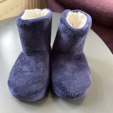 M&S Toddlers Boot Slippers, Size Uk6 EUR 23, Fleece Lined Rubber Sole, Navy, Fab