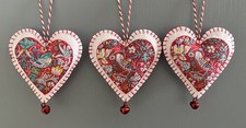 Liberty London ‘Strawberry Thief’ Christmas Ornaments X 3. Free Postage