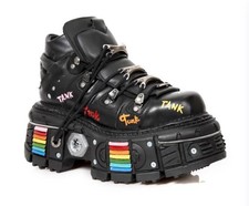 Unisex Punk Rock Goth Emo Rainbow Chunky Platform Shoes Boots
