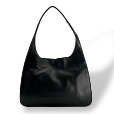 Gucci Black Leather Shoulder Bag Embossed Logo Handbag Auth  Vintage y2k