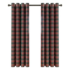 Christmas Curtains Plaid Red Green Eyelet Drapes Ready Made XMAS Party Decor UK