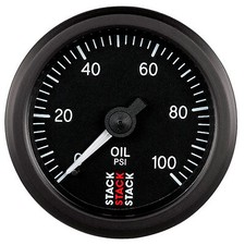 Stack Mechanical Oil Pressure Gauge 0-100PSI, White Backlight/Illuminated Needle