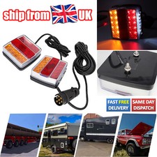 2x 12V 16 Led Trailer Tail Light 10m Line 7 Pin Plug Kit Stop Indicator Lamp