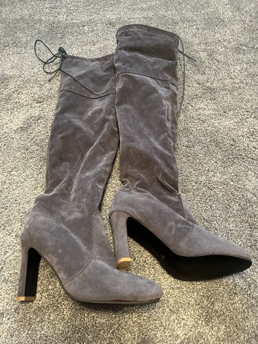 Ladies over knee boots grey - over,