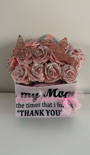 Pink foam rose - 14, glitter