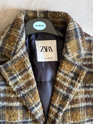 Zara plaid coat brown - zara,
