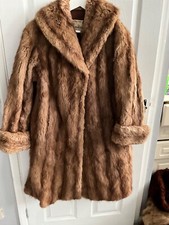 VINTAGE BEAUTIFUL RETRO 1960'S MUSQUASH SWING FUR COAT WITH COLLAR  VERY HEAVY