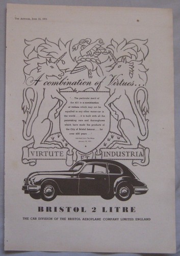1951 bristol litre original - bristol, 2-litre