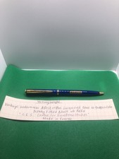 Waterman Apostrophe Lacquered Blue Gold Trim Ballpoint Pen with New Refill