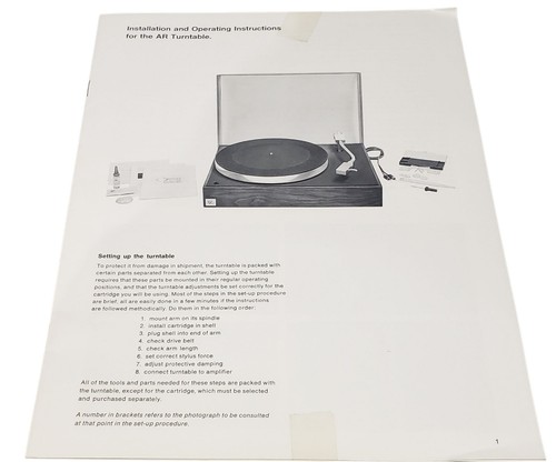 Acoustic research turntable - ar,