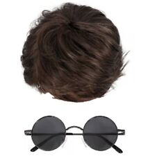 John Lennon Wig And Round Glasses Fancy Dress Hippy 60 70's Costume The Beatles