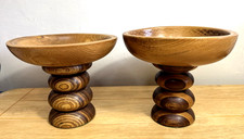 Two Handcrafted Turned Wooden