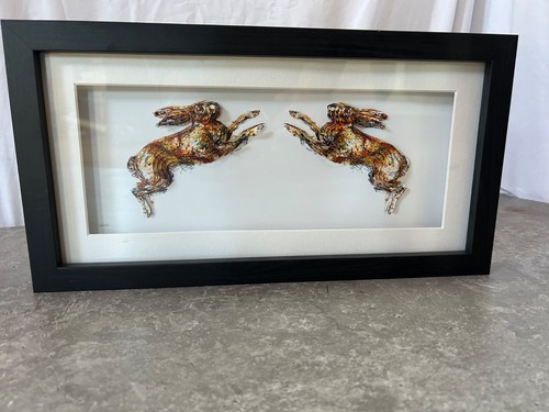 Framed picture boxing hares - -,
