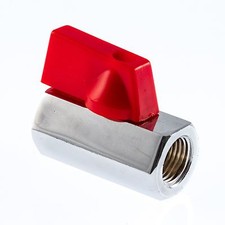 Mini Ball Valve F x F  :  1/4" BSP  :  Plated Brass (BZP)  :  Alloy Lever