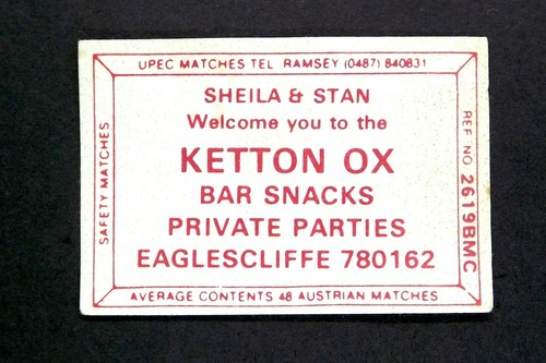 Matchbox label pub ketton - matchbox, ox