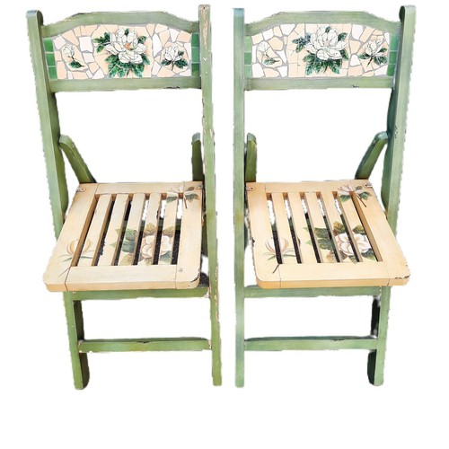 Vtg wooden folding slatted - vtg,