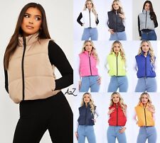 Womens Ladies Quilted Zip Up Gilet Waistcoat Padded Winter Vest Crop Bodywarmer