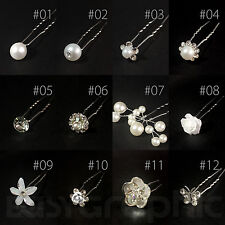 Bridal Hair Pins Rhinestone Pearl Diamante Flower Slide Clips Grips Wedding
